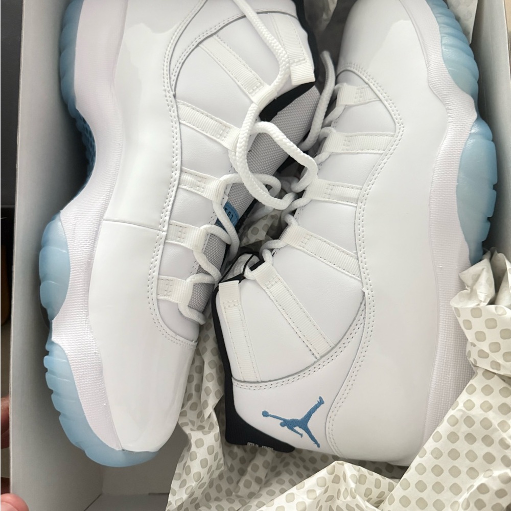 Jordan White and Blue Sneakers Sleek Design